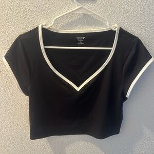 Old Navy Black and White V-Neck Crop Top